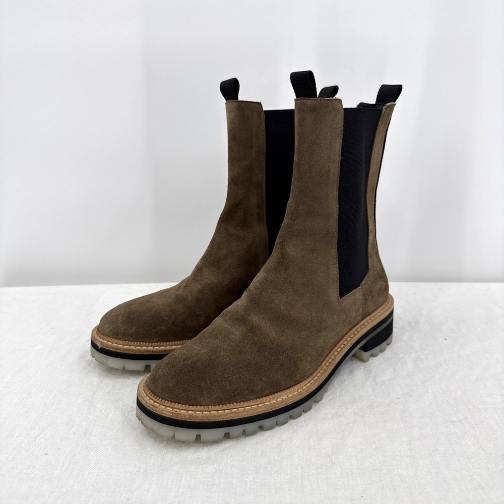 Freda Salvador Andy Brown Suede Lug Chelsea Boots Womens 8 Designer Spain